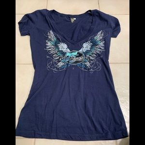 Sturgis 75th Anniversary short sleeve tee shirt, Blue, Med, Never worn, Vee neck